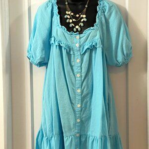 Lovely Ruffled Aqua Spring Dress